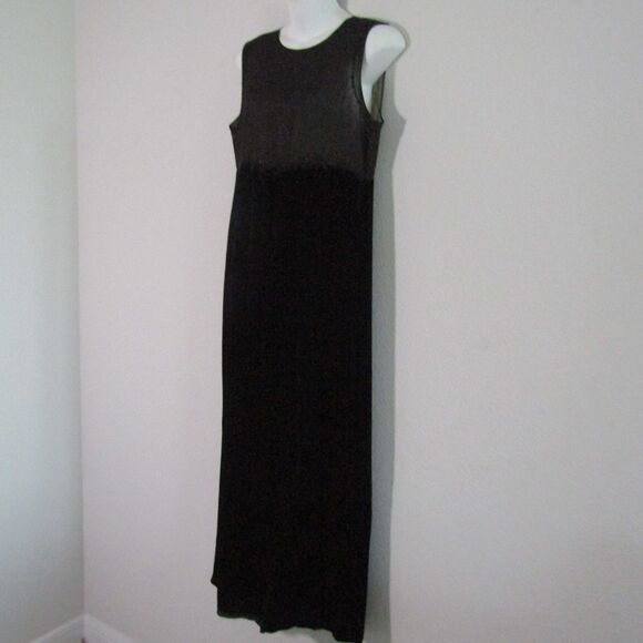 DKNY Vintage Dress 12 Petite Black Silk Velvet 90s Y2K Elegant Sheer Beaded - Picture 6 of 12